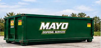 Example 15-yard Mayo Disposal roll-off dumpster